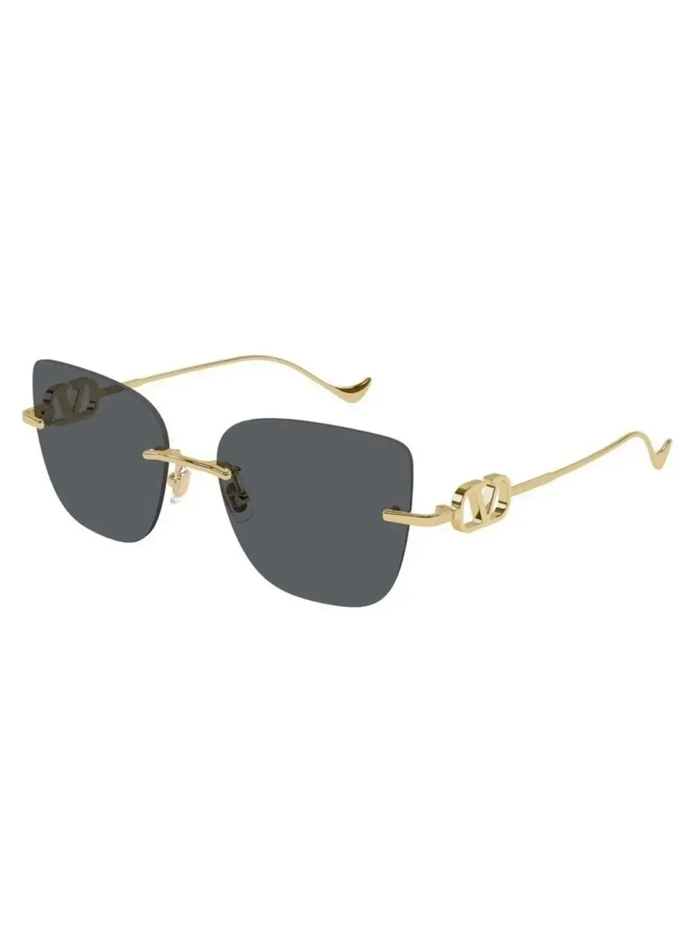 New Valentino VG0033S 001 Gold Sunglasses Grey Lenses Authentic